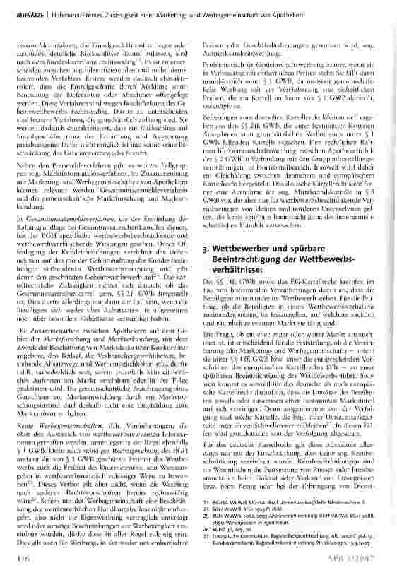 Vorschauseite 4: Zulässigkeit einer Marketingund Werbegemeinschaft von Apothekern nach EGund deutschem Kartellrecht
