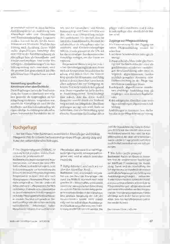 Vorschauseite 2: Reformierte Ausbildung ab 2020 Pflegeberufegesetz: das ist neu