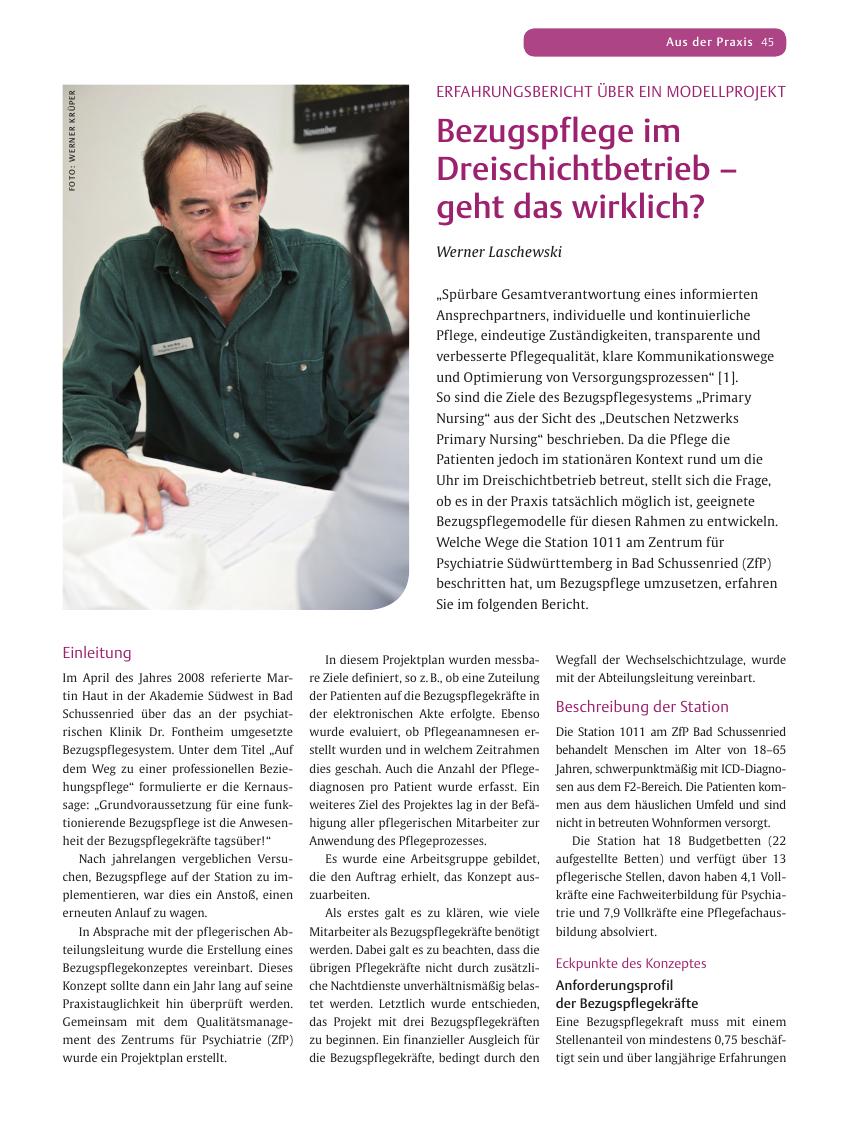 Vorschauseite 1: Bezugspflege im Dreischichtbetrieb – geht das wirklich?
