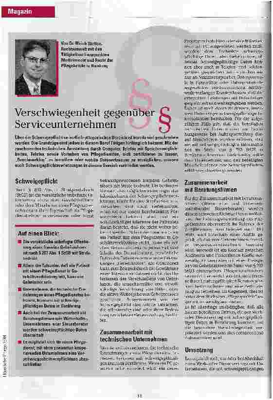 Vorschauseite 1: Verschwiegenheit gegenüber Serviceunternehmen