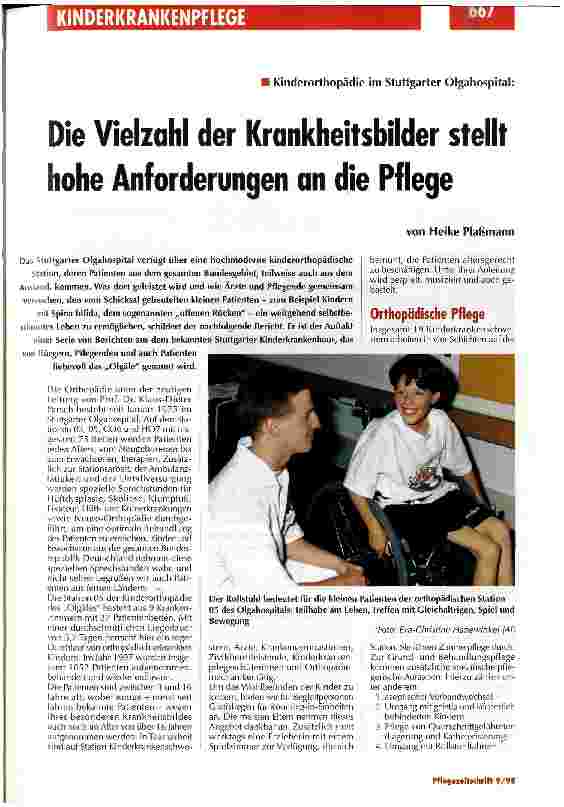 Vorschauseite 1: Die Vielzahl der Krankheitsbilder stellt hohe Anforderungen an die Pflege Kinderorthopädie im Stuttgarter Olgahospital