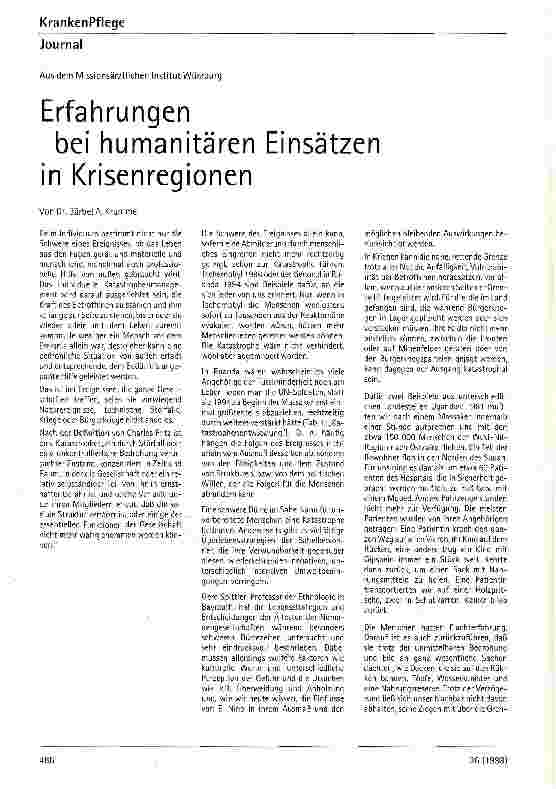 Vorschauseite 1: Erfahrungen bei humanitären Einsätzen in Krisnenregionen