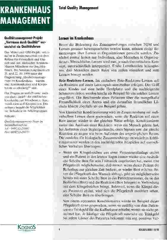Vorschauseite 2: Ist Total Quality Management gleich lernende Organisation?