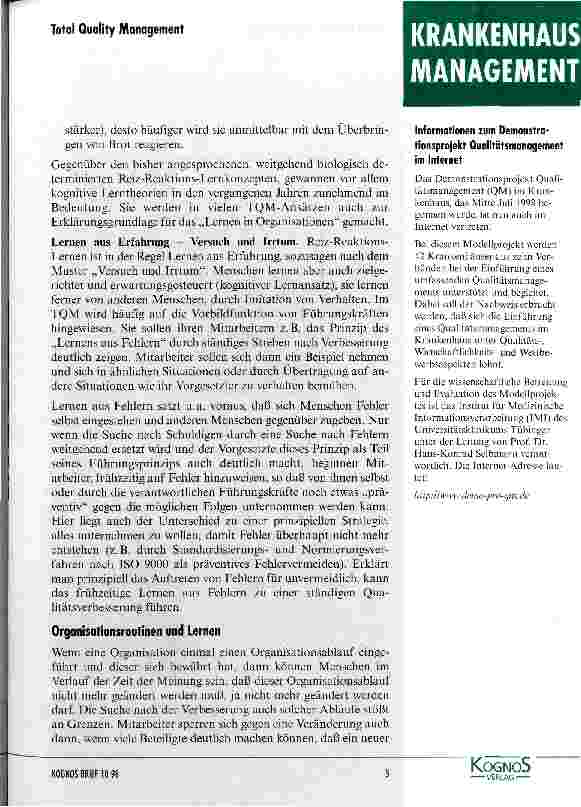 Vorschauseite 3: Ist Total Quality Management gleich lernende Organisation?