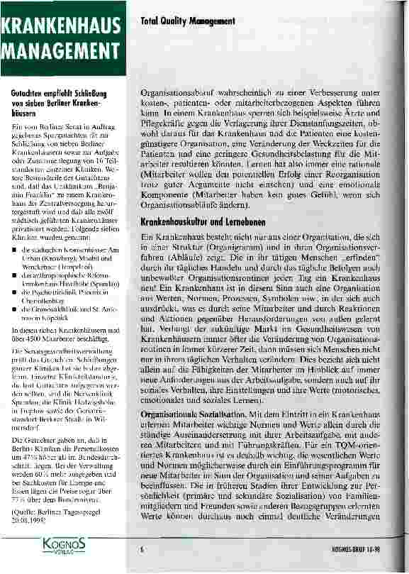 Vorschauseite 4: Ist Total Quality Management gleich lernende Organisation?