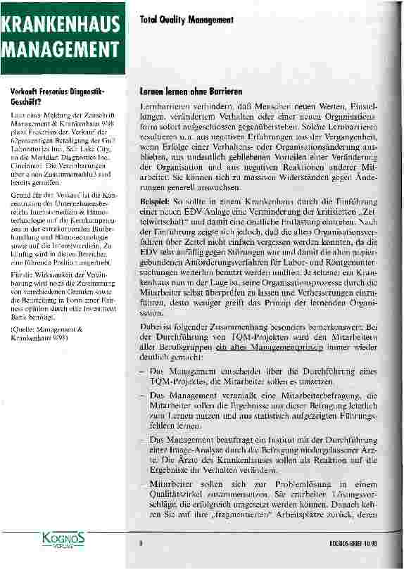 Vorschauseite 6: Ist Total Quality Management gleich lernende Organisation?