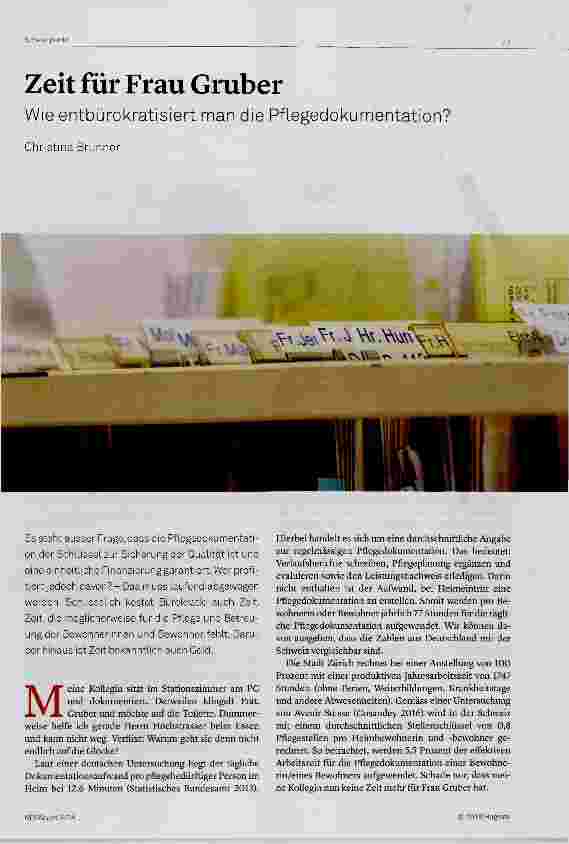 Vorschauseite 1: Zeit für Frau Gruber Wie entbürokratisiert man die Pfieeedokumentation?