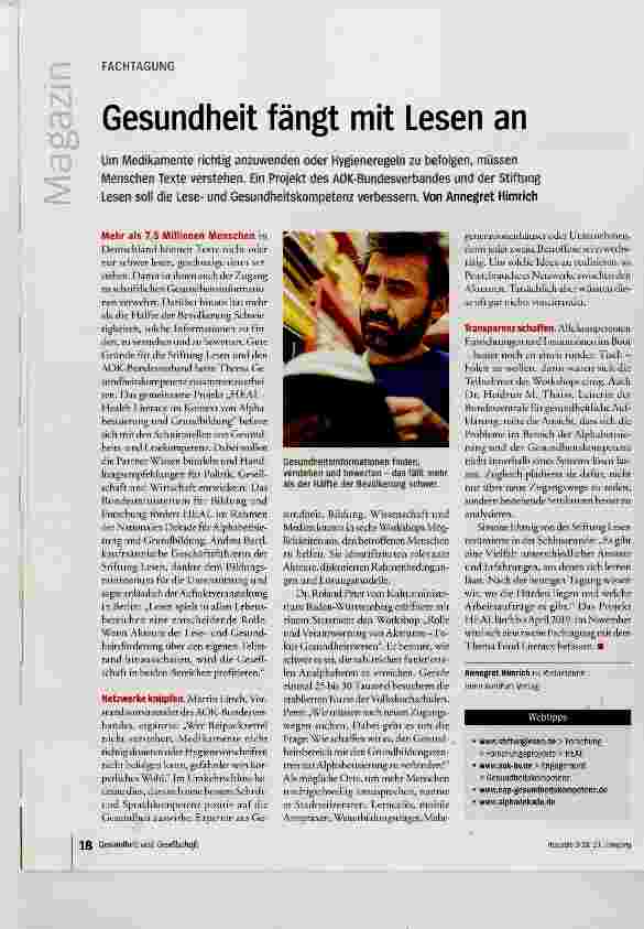 Vorschauseite 1: Gesundheit fängt mit Lesen an