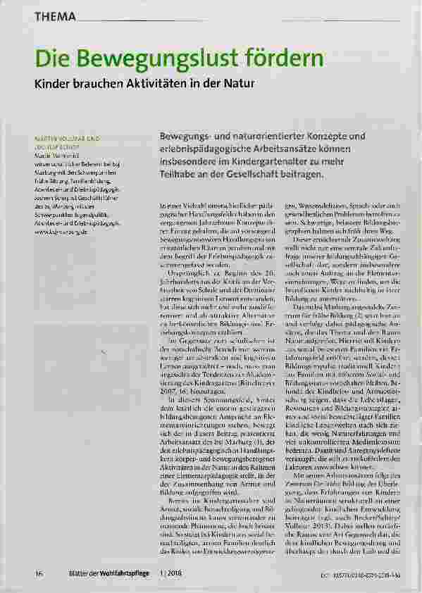 Vorschauseite 1: Die Bewegungslust fördern