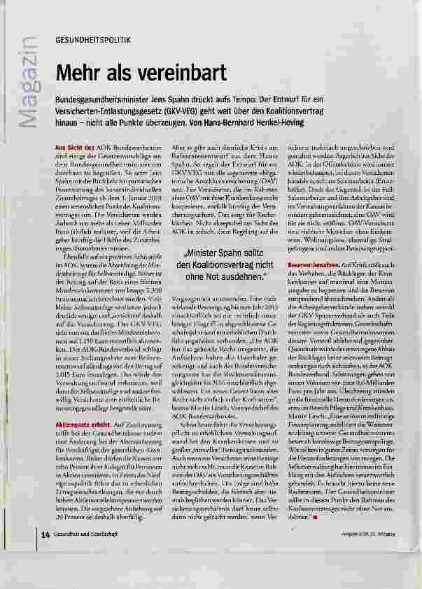 Vorschauseite 1: Mehr als vereinbart
