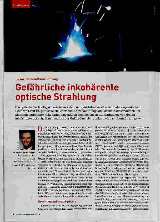 Vorschauseite 1: Gefährliche inkohärente optische Strahlung