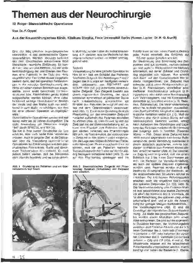 Vorschauseite 1: Themen aus der Neurochirurgie 12 Folge: Stereotaktische Operationen