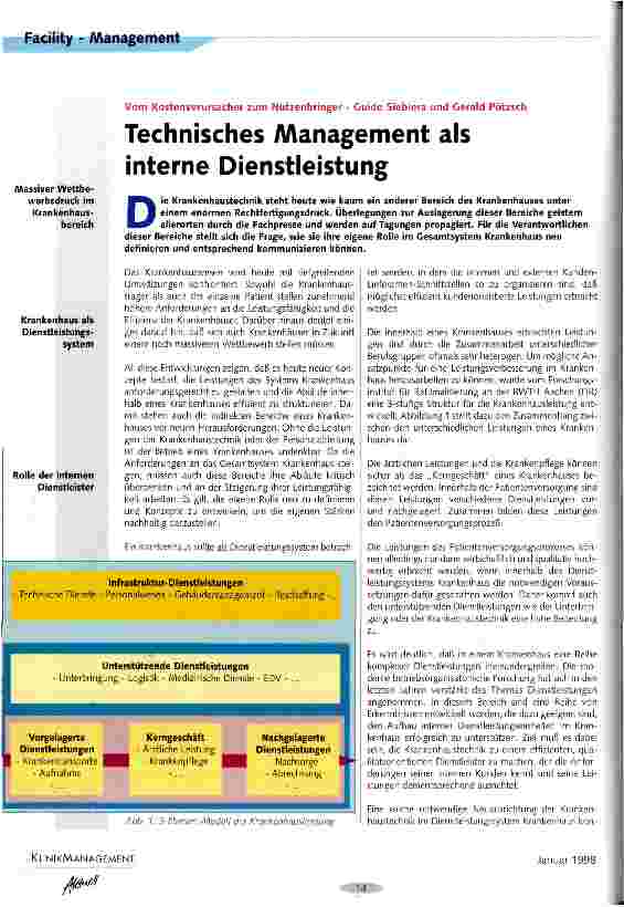 Vorschauseite 1: Technisches Management als interne Dienstleistung Vom Kostenverursacher zum Nutzenbringer