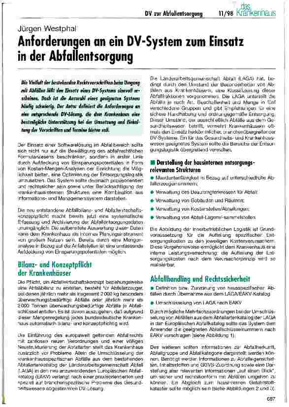 Vorschauseite 1: Anforderungen an ein DV-System zum Einsatz in der Abfallentsorgung