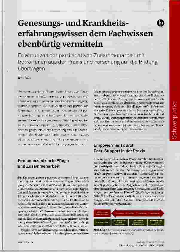 Vorschauseite 1: Genesungsund Krankheitserfahrungswissen dem Fachwissen ebenbürtig vermitteln