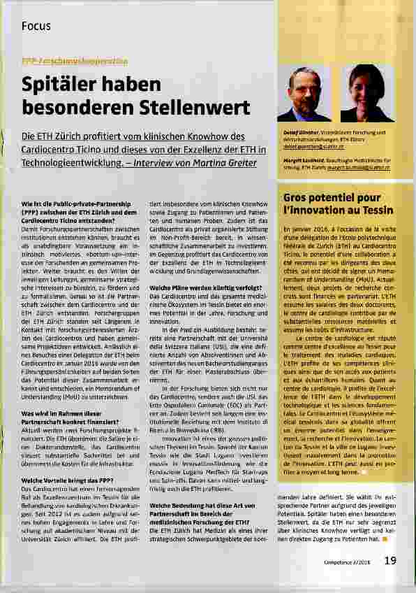 Vorschauseite 1: Spitäler haben besonderen Stellenwert