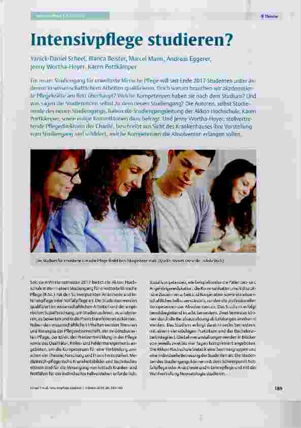 Vorschauseite 1: Intensivpflege studieren?