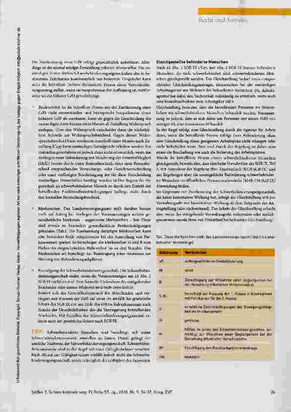 Vorschauseite 2: Schwerbehinderung und ihre Bedeutung für Arbeitnehmer und Arbeitgeber
