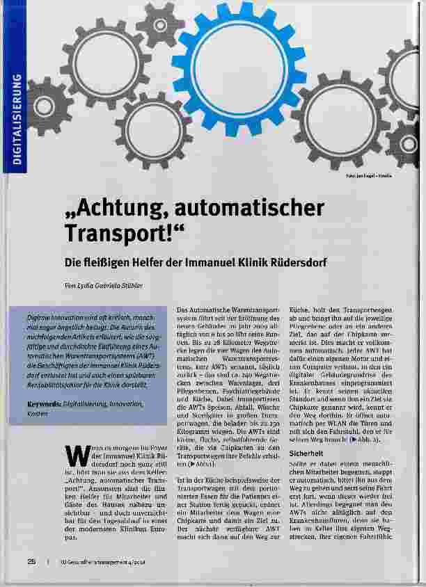 Vorschauseite 1: Achtung, automatischer Transport!