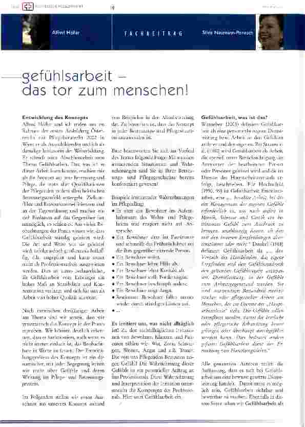 Vorschauseite 1: gefühlsarbeit - das tor zum menschen!