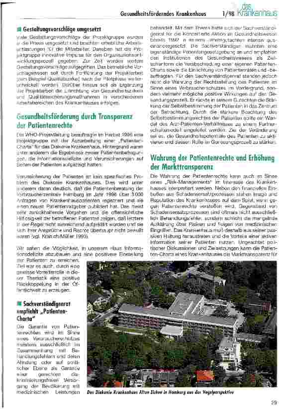 Vorschauseite 4: Gesundheitsförderung und Patientenrechte Organisationsentwicklung durch Projektarbeit im Diakonie Krankenhaus