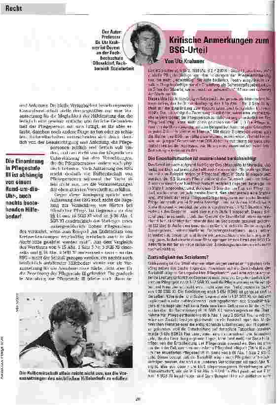 Vorschauseite 3: Wann besteht nächtlicher Hilfebedarf? Die Rechtsprechung des Bundessozialgerichts zum SGB XI (Teil 1)