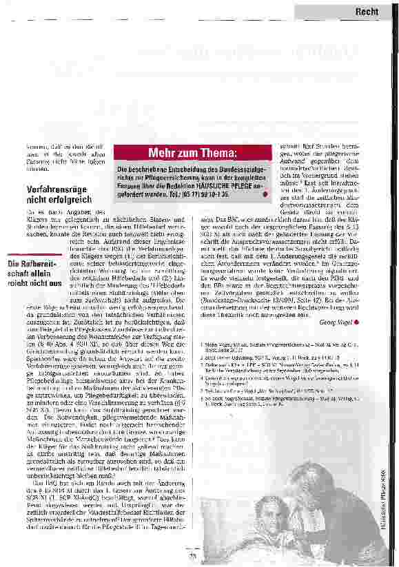 Vorschauseite 6: Wann besteht nächtlicher Hilfebedarf? Die Rechtsprechung des Bundessozialgerichts zum SGB XI (Teil 1)