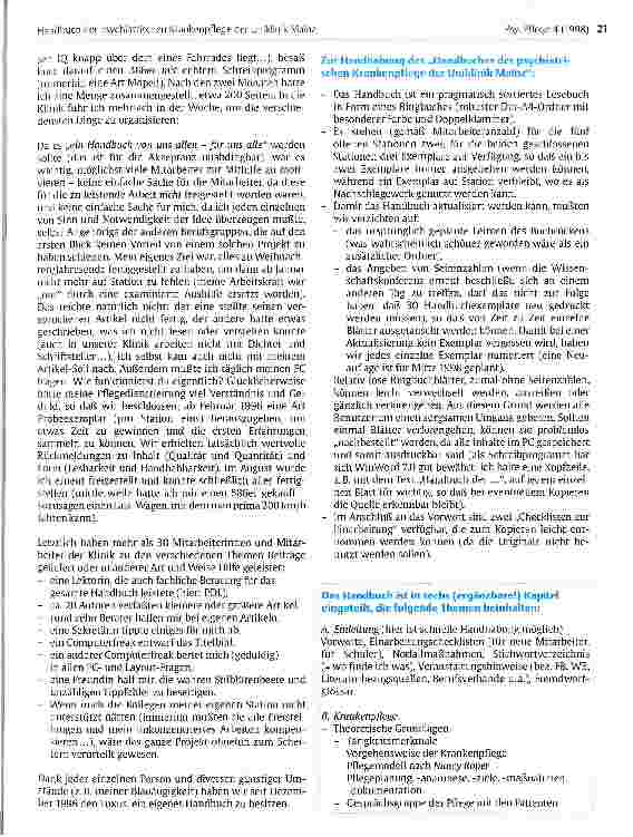 Vorschauseite 2: Handbuch der psychiatrischen Krankenpflege der Uniklinik Mainz Entstehung und Umsetzung einer nicht ausschließlich psychiatr. Idee