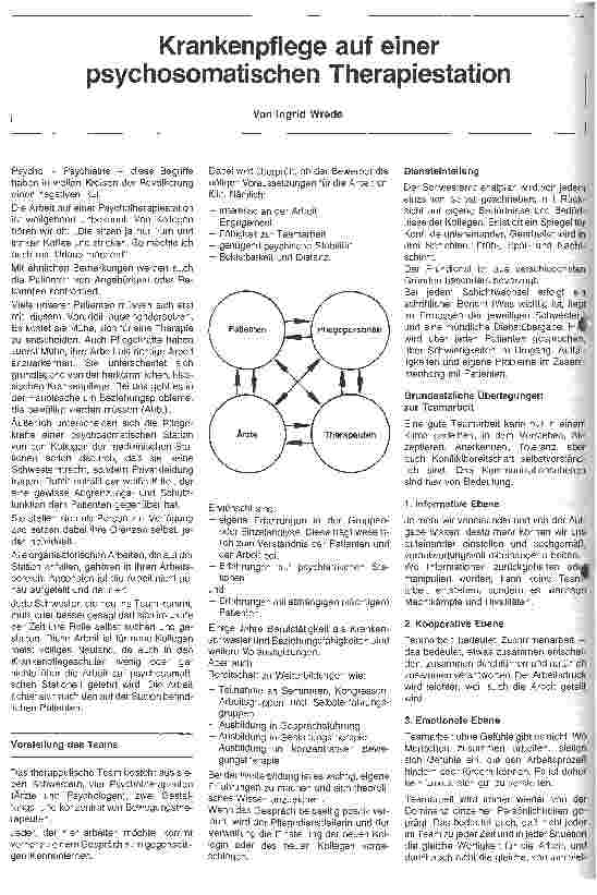Vorschauseite 1: Krankenpflege auf einer psychosomatischen Therapiestation