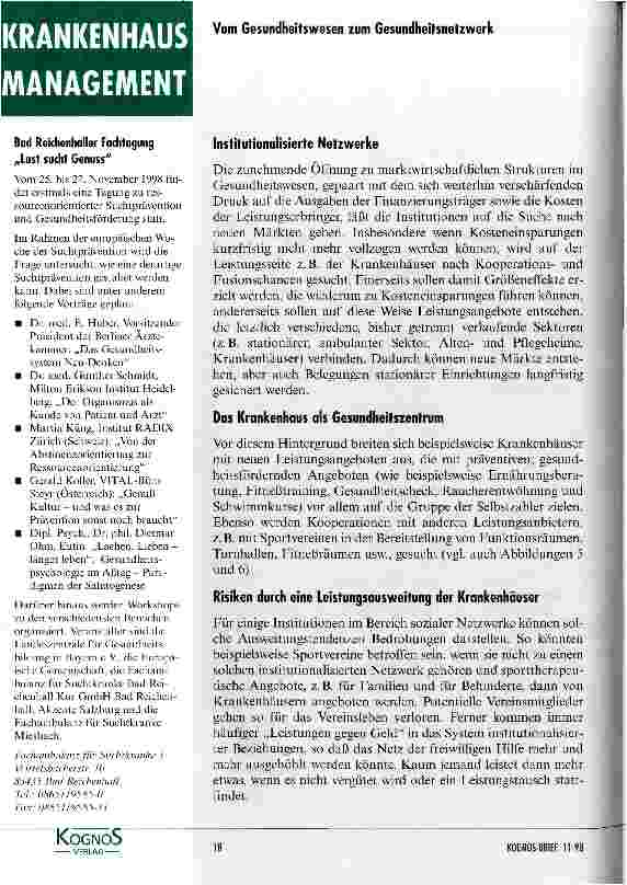Vorschauseite 5: Auf dem Weg in das Gesundheitsnetzwerk? Weitergehende Überlegungen zur Verknüpflung von Leistungsbereichen