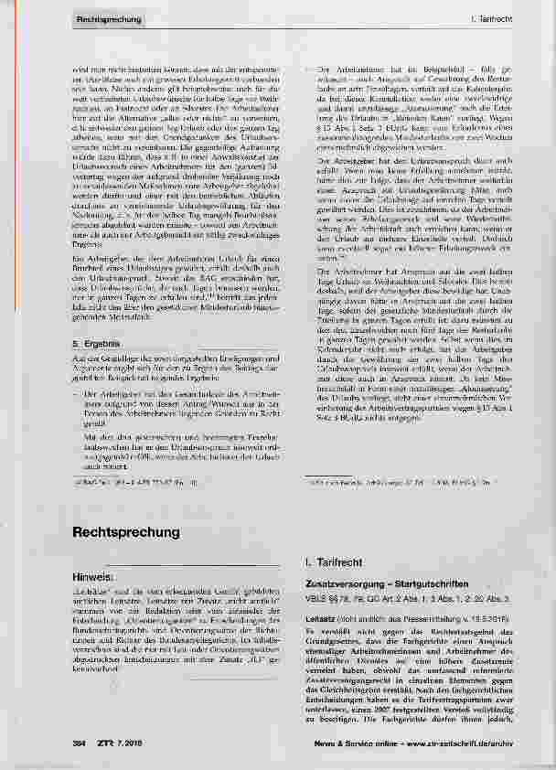 Vorschauseite 1: Zusatzversorgung Startgutschriften VBLS §§ 78, 79; GG Art. 2 Abs. 1; 3 Abs. 1, 2; 20 Abs. 3