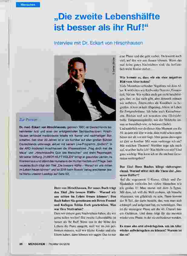 Vorschauseite 1: „Die zweite Lebenshälfte ist besser als ihr Ruf!“