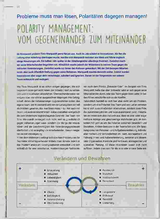Vorschauseite 1: POLARITY MANAGEMENT: VOM GEGENEINANDER IUM MITEINANDER