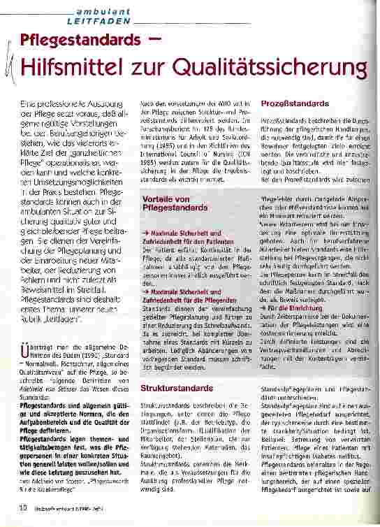 Vorschauseite 1: Pflegestandards - Hilfsmittel zur Qualitätssicherung