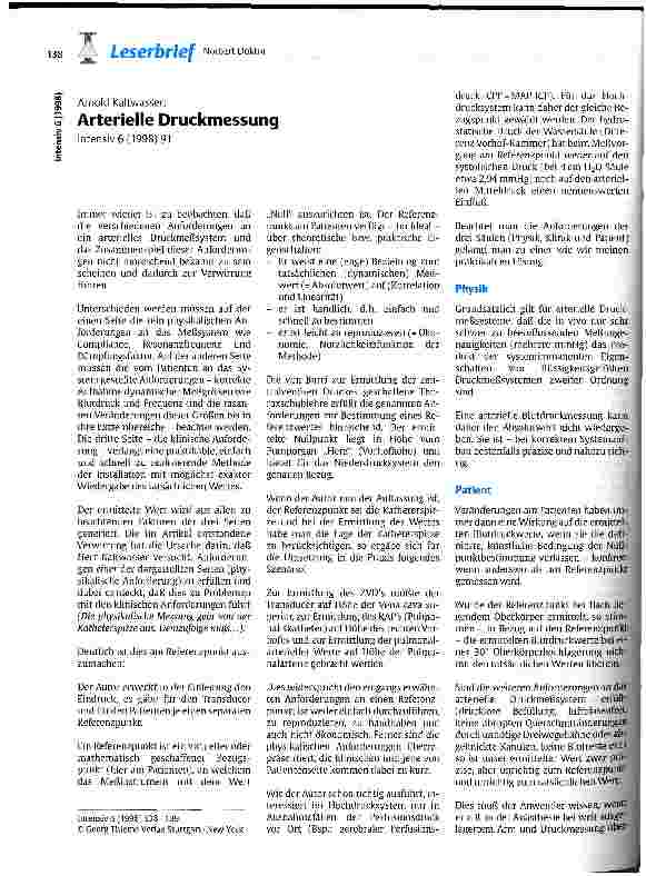 Vorschauseite 1: Arterielle Druckmessung