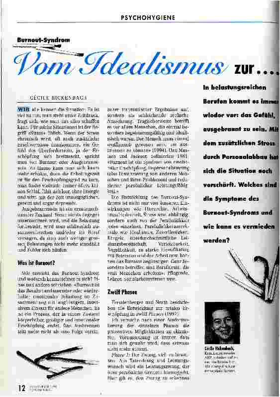 Vorschauseite 1: Vom Idealismus zur ... Erschöpfung Burnout-Syndrom