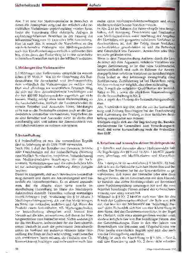 Vorschauseite 2: Die Umsetzung der neuen Medizinprodunkte-Betreiberverordnung (MPBetreibV) in Gesundheitseinrichtungen (Teil 1)