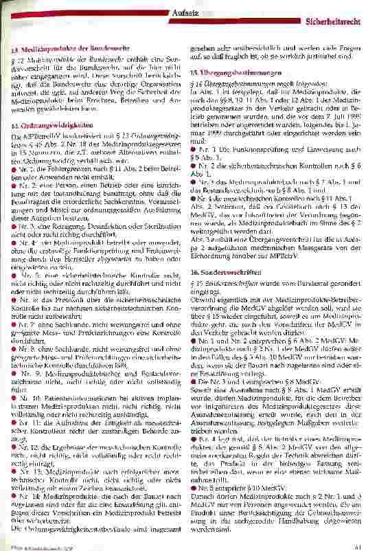 Vorschauseite 5: Die Umsetzung der neuen Medizinprodunkte-Betreiberverordnung (MPBetreibV) in Gesundheitseinrichtungen (Teil 1)