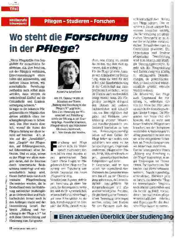 Vorschauseite 1: Wo steht die Forschung in der Pflege?