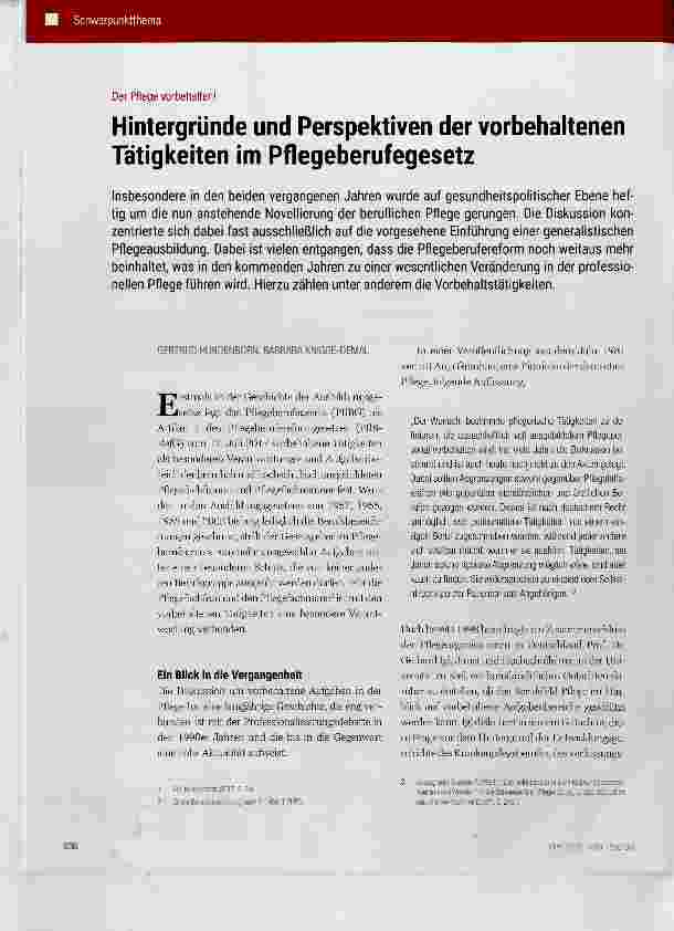Vorschauseite 1: Hintergründe und Perspektiven der vorbehaltenen Tätigkeiten im Pflegeberufegesetz