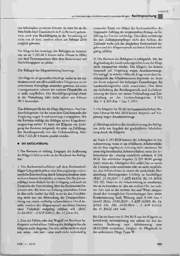 Vorschauseite 4: Zur Vergütung wegen Annahmeverzugs bei Leistungsunfähigkeit