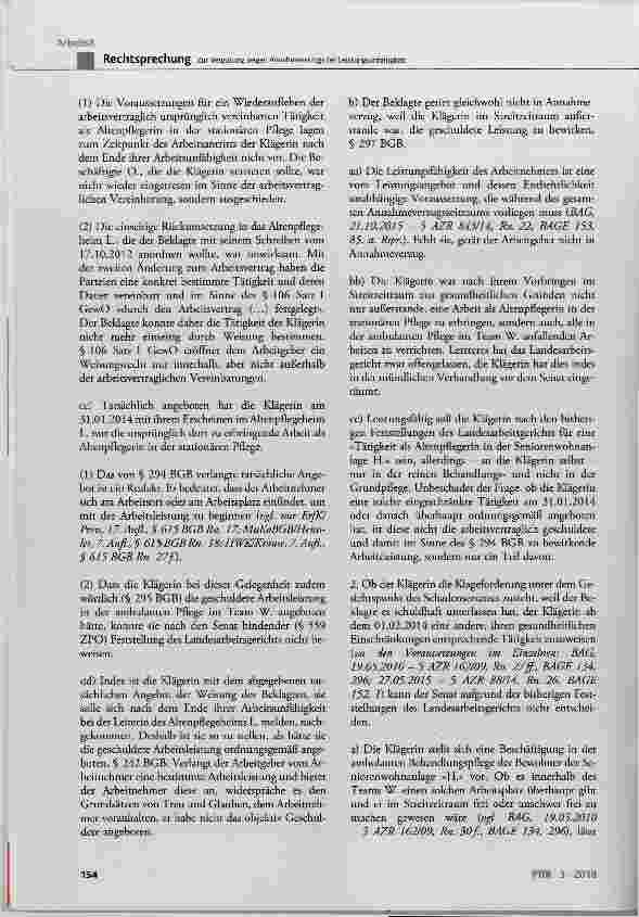 Vorschauseite 5: Zur Vergütung wegen Annahmeverzugs bei Leistungsunfähigkeit