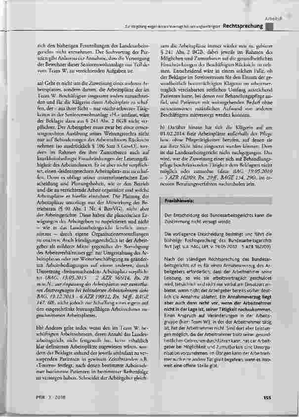 Vorschauseite 6: Zur Vergütung wegen Annahmeverzugs bei Leistungsunfähigkeit