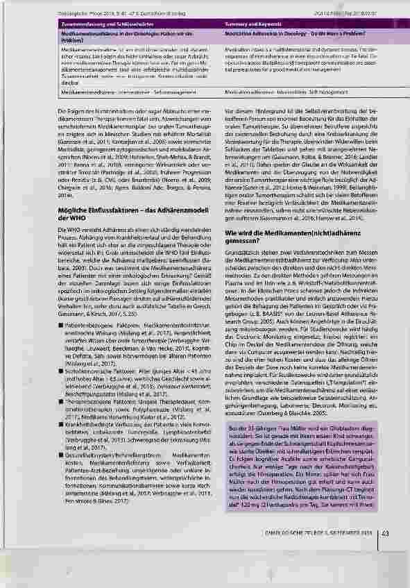 Vorschauseite 3: Medikamentenadhärenz in der Onkologie: Haben wir ein Problem?