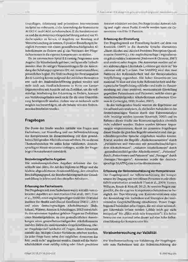 Vorschauseite 4: Auswirkungen eines E-Leaming zum gesundheitsschädigenden Alkoholkonsum auf Wissen, Einstellung und Kompetenzen von Pflegefachpersonen im Akutspital - Eine Prätest-Posttest- Studie