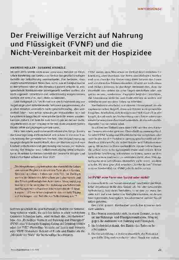 Vorschauseite 2: Der Freiwillige Verzicht auf Nahrung und Flüssigkeit (FVNF) und die Nicht-Vereinbarkeit mit der Hospizidee