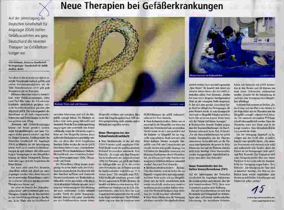 Vorschauseite 1: Neue Therapien bei Gefäßerkrankungen