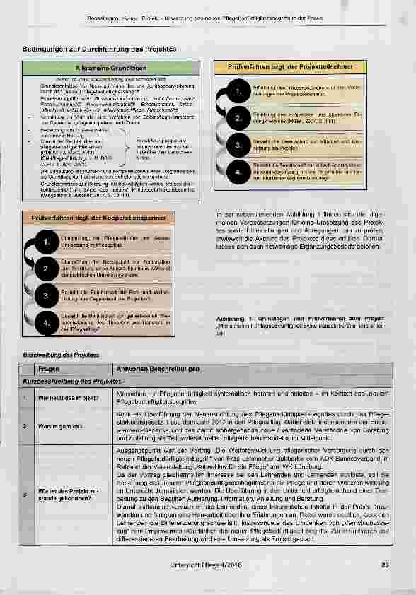 Vorschauseite 2: Projekt: Umsetzung des neuen Pflegebedürftigkeitsbegriffs in der Praxis
