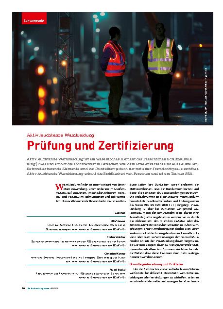 Vorschauseite 1: Aktiv leuchtende Warnkleidung Prüfung und Zertifizierung