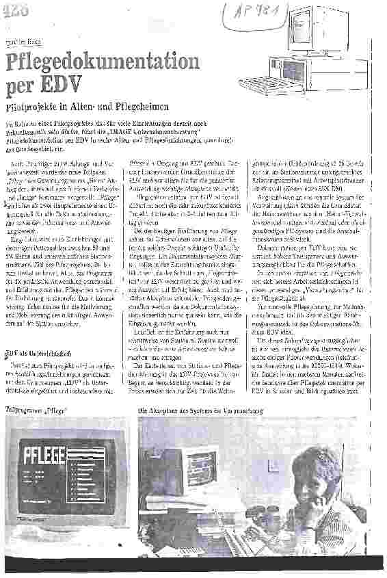 Vorschauseite 1: Pflegedokumentation per EDV Pilotprojekte in Altenund Pflegeheimen